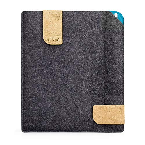 Stilbag Filztasche für Samsung Galaxy Tab A 10.1 (2019) | Etui Case aus Merino Wollfilz und Kork mit Stylus Fach | Modell KUNO in anthrazit - Azur | Tablet Schutz-Tasche Made in Germany von stilbag