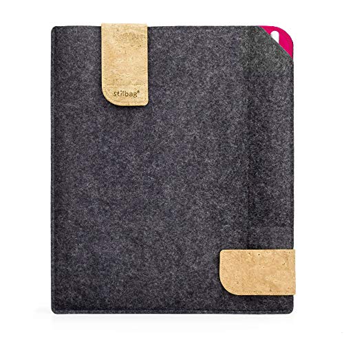 Stilbag Filztasche für Samsung Galaxy Tab A 10.1 (2019) | Etui Case aus Merino Wollfilz und Kork mit Stylus Fach | Modell KUNO in anthrazit - pink | Tablet Schutz-Tasche Made in Germany von stilbag