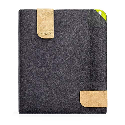 Stilbag Filztasche für Samsung Galaxy Tab A 10.5 | Etui Case aus Merino Wollfilz und Kork mit Stylus Fach | Modell KUNO in anthrazit - apfelgrün | Tablet Schutz-Tasche Made in Germany von stilbag