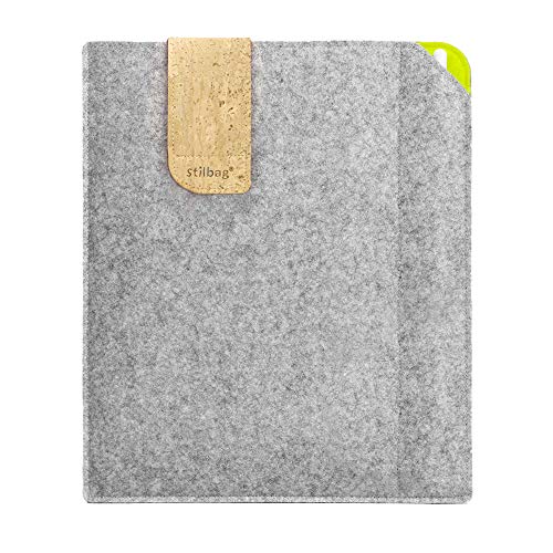 Stilbag Filztasche für Samsung Galaxy Tab A 8.0 (2019) | Etui Case aus Merino Wollfilz und Kork mit Stylus Fach | Modell KUNO in hellgrau - apfelgrün | Tablet Schutz-Tasche Made in Germany von stilbag
