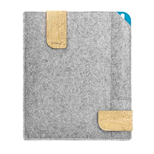 Stilbag Filztasche für Samsung Galaxy Tab S5e | Etui Case aus Merino Wollfilz und Kork mit Stylus Fach | Modell KUNO in hellgrau - Azur | Tablet Schutz-Tasche Made in Germany von stilbag