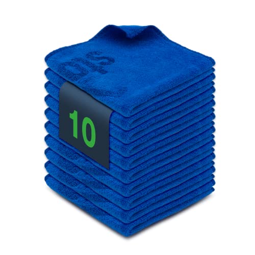 stōbfix Mikrofasertücher [10 Stück] fusselfreier Putzlappen saugstark - Microfasertücher waschbar - Reinigungstücher- Staubtücher -Allzwecktücher (Blau) von stōbfix