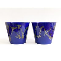 2Er Set Blauer Keramik Übertopf/Blumentöpfe von stoelenmeisje