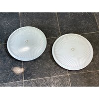 xxl Vintage Deckenlampe Mit Acrylstreifenschirm von stoelenmeisje