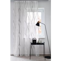 Airwave Stoff Meterware Voile Cherli Gardine Curtain Weiss Grau Bestickt 3 Meter Hoch Gardisette von stoffdesign