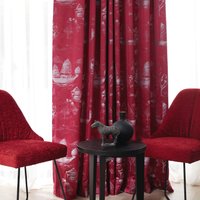 stoffdesign"Akitajaquard Chinesisch Segelschiffe Gewebt Rot Meterware Jab 2 Farben von stoffdesign
