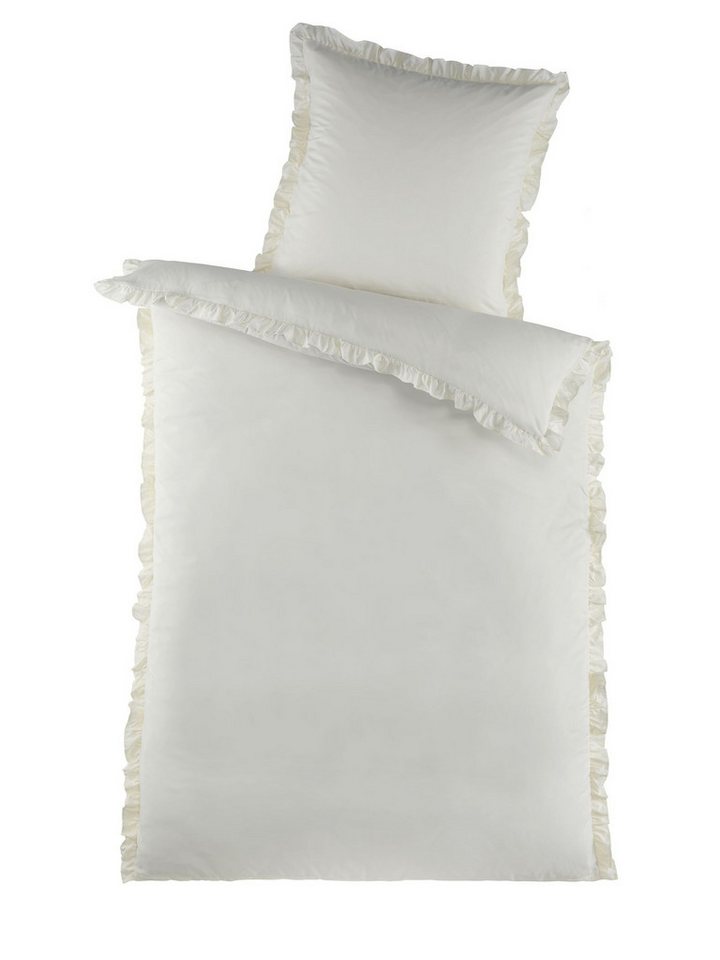 stofftraum Bettwäsche Set Mikrofaser 135x200 Design pure romantic Perlmuttweiss, Mikrofaser, 2 teilig, Sommer Geschenke Idee Frauen Männer weich sale Reißverschluss Partner von stofftraum