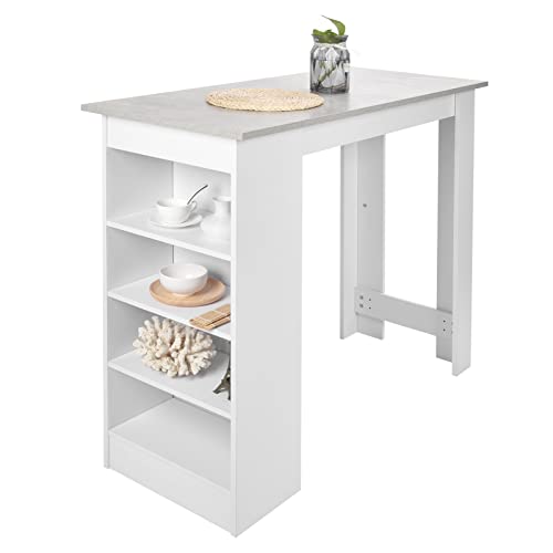stone princess Bar Tisch mit 3 Regalen: Höhenverstellbarer Küchentisch mit Stauraum - 115x50x103cm Frühstückstisch für Wohnzimmer Küche Café Home Bar mit Ablage von stone princess