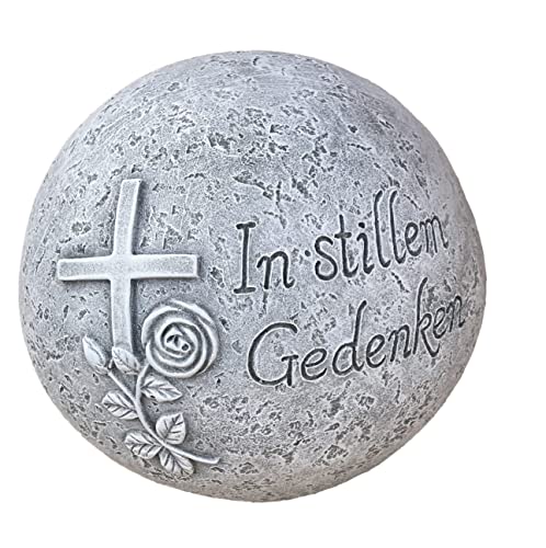 Grabschmuck Grabkugel Kugel In stillem Gedenken Steinguss frostfest 6,2 kg von stoneandstyle