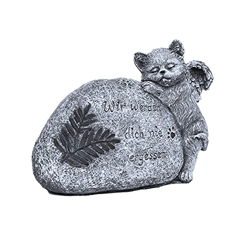 Grabschmuck Katze "Wir werden dich nie vergessen", frost- und wetterfest, massiver Steinguss von stoneandstyle