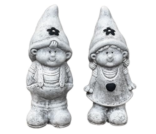 stoneandstyle 2er Set Steinfigur Wichtel Junge und Mädchen Wichteln frostfest Steinguss von stoneandstyle