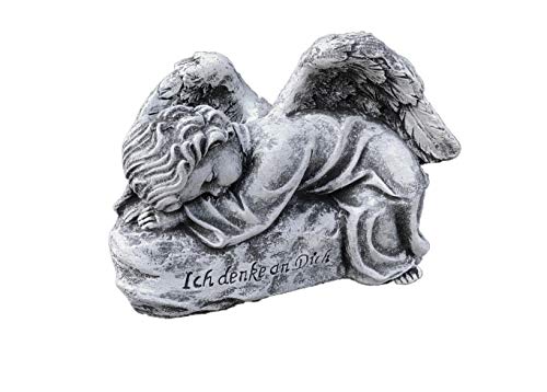 Grabschmuck Engel auf Fels Ich denke an Dich frostfest wetterfest Steinfigur von stoneandstyle