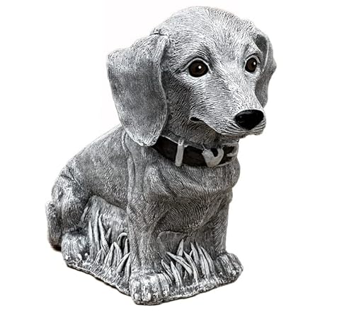 stoneandstyle Steinfigur Dackel Waldemar lebensecht frostfest Steinguss 6,3 kg von stoneandstyle