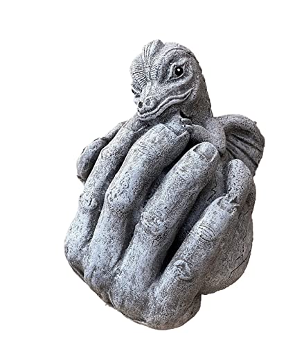 stoneandstyle Steinfigur Drache Drachenbaby in Hand zum Aufhängen geeignet frostfest wetterfest von stoneandstyle