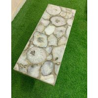 Elegante Natürliche Handgefertigte Weißer Achat Tischplatte Einzigartiger Wohnkultur Akzent von stonecraftgallery