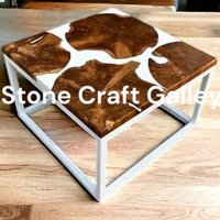 Epoxidharz-Tisch Mit Live Edge Wood - Handgemachter Fluss-Tisch, Moderner Rustikaler Kaffee Oder Esszimmer-Schreibtisch, Einzigartige von stonecraftgallery