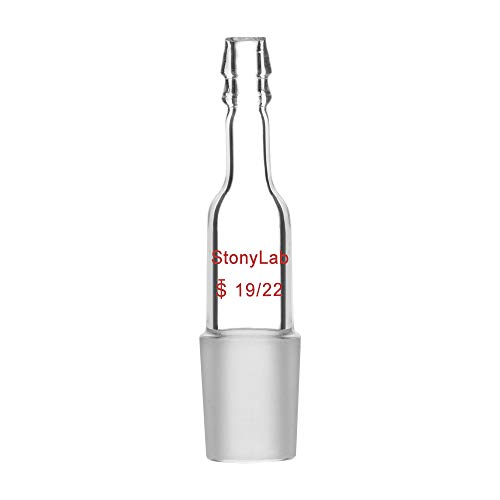 StonyLab 1 Packung Glas Inlet Adapter, Gerader Glas Adapter mit 19/22 Männlichem Glasgelenk und 10mm Gerader Schlauch Vakuum/Inertglas Adapter Verbindungs von stonylab