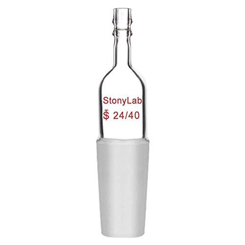 StonyLab 1 Packung Glas Inlet Adapter, Gerader Glas Adapter mit 24/40 Männlichem Glasgelenk und 10mm Gerader Schlauch Vakuum/Inertglas Adapter Verbindungs von stonylab