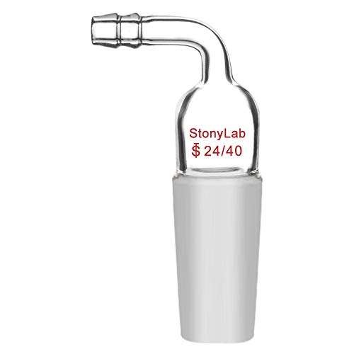 StonyLab 1 Packung Glas Inlet Adapter Vakuum, Adapter 90 Bend mit 24/40 Männlichem Gelenk und 9 mm Schlauch 90 Bend Vakuum/Inertglas Adapter Verbindungs von stonylab
