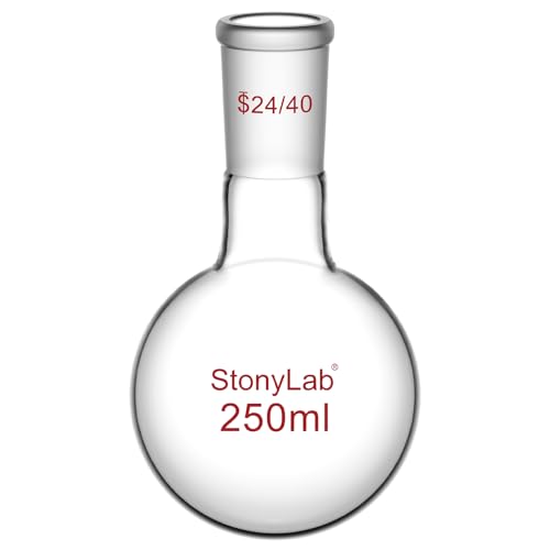 StonyLab 250ml Glas Einhalsrundkolben, Glas Einhals Rundkolben RBF mit 24/40 Standard Taper Outer Joint, Glass Single Neck Round Bottom Flask RBF - 250ml von stonylab