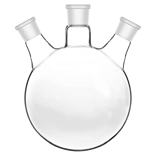 StonyLab 3 Hals Flask Rundkolben, Runde Boden Flask Borosilikat Glas Dreihalskolben Rundkolben RBF mit 19/22 Standard Taper Outer Joint, 3 Neck Round Bottom Flask - 1000 ml von stonylab