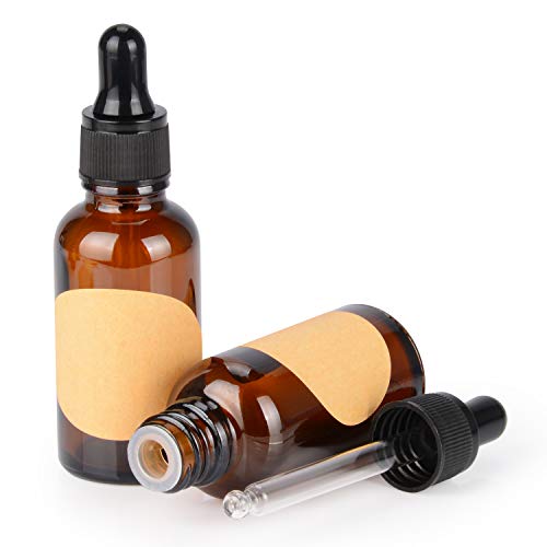 stonylab 30 ml (1 oz) 2er-Pack Glas Tropfflasche, Braun Leere Glasflasche mit Kegelförmigem Glastropfer, Innenstöpsel und Etikett für Ätherische Öle, Aromatherapie-Düfte von stonylab