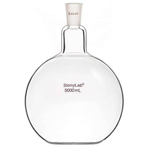 StonyLab 5000ml Borosilikat Glas Einhals Flachboden Kochflasche Flachbodenflashe mit 24/40 Standard Taper Outer Joint, Single Neck Flat Bottom Boiling Flask - 5000ml von stonylab