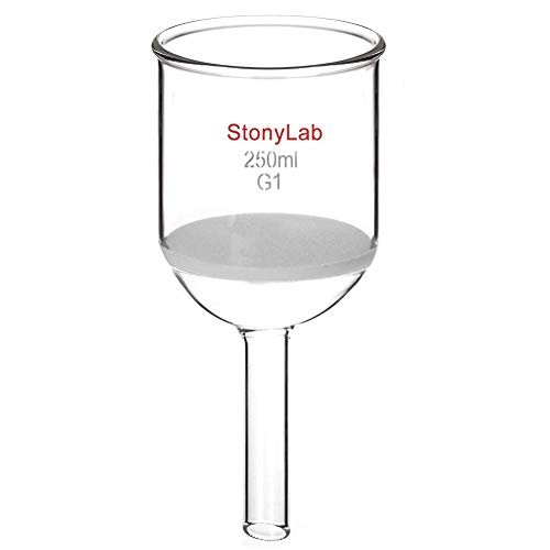 StonyLab Buchner Trichter Filter, Borosilikatglas Büchnertrichter mit Grober Fritte(G1), 76mm Scheibendurchmesser, 80mm Tiefe - 250ml von stonylab