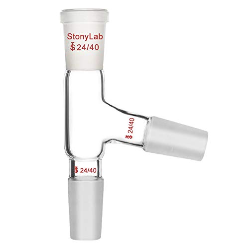 StonyLab Drei Wege Adapter, 3 Way Distilling Adapter mit 24/40 Anschlüssen für Destillationsapparatur, Destillation Head von stonylab