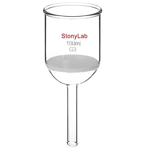 StonyLab Glas Büchner Trichter Filter, Borosilikatglas Buchner Filtertrichter mit Feiner Fritte(G3), 56mm Innendurchmesser, 60mm Tiefe - 100ml von stonylab