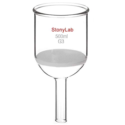 StonyLab Glas Büchner Trichter Filter, Borosilikatglas Buchner Filtertrichter mit Feiner Fritte(G3), 94mm Innendurchmesser, 100mm Tiefe - 500ml von stonylab