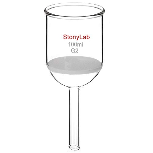 StonyLab Glas Büchnertrichter, Borosilikatglas Buchner Filtertrichter mit mittlerer Fritte(G2), 56mm Scheibendurchmesser, 56mm Tiefe, mit 24/40 Standard Taper Innengelenk - 100ml von stonylab