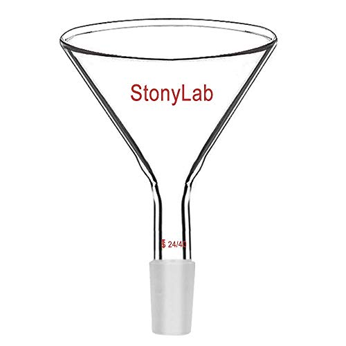 StonyLab Pulvertrichter aus Glas mit Kurzem Stiel und 100 mm Spitze O.D. und 24/40 Inner Joint Glass Funnel Filtertrichter Glastrichter von stonylab