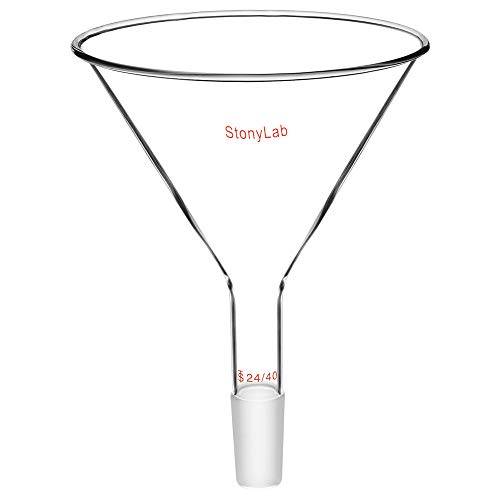 StonyLab Pulvertrichter aus Glas mit Kurzem Stiel und 150 mm Spitze O.D. und 24/40 Inner Joint Glass Funnel Filtertrichter Glastrichter von stonylab