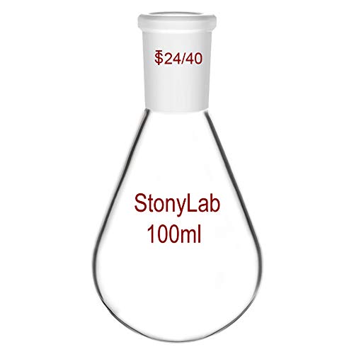 StonyLab Rundkolben Kolben Glas, Single Neck Round Bottom Flask Borosilikat-Einhals Rundkolben Labor Glas Rotationsverdampferkolben 100ml mit Außengelenk 24/40 von stonylab