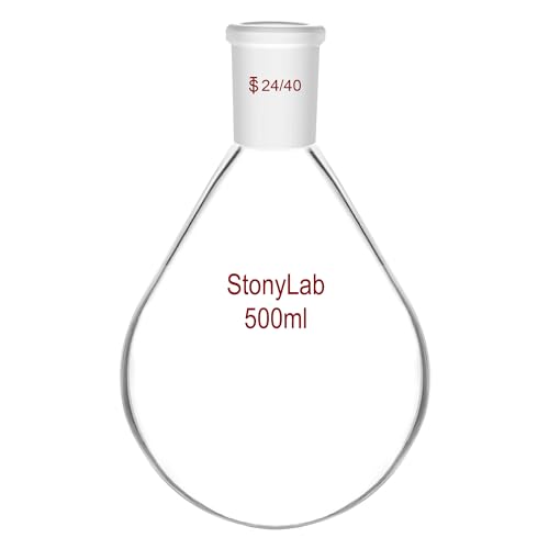 StonyLab Rundkolben Kolben Glas, Single Neck Round Bottom Flask Borosilikat-Einhals Rundkolben Labor Glas Rotationsverdampferkolben 500ml mit Außengelenk 24/40 von stonylab