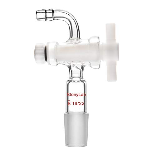 StonyLab Vacuum Flow Control Adapter mit PTFE-Absperrhahn, 19/22-Gelenk und Gebogenem Schlauchanschluss für Laborbedarf von stonylab