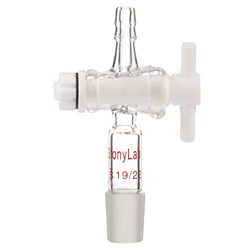 StonyLab Vacuum Flow Control Adapter mit PTFE-Absperrhahn, 19/22-Gelenk und Geradem Schlauchanschluss für Laborbedarf von stonylab