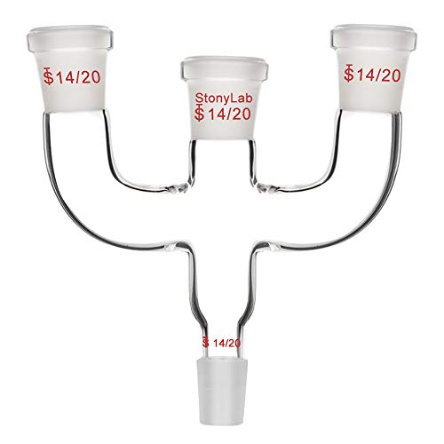 StonyLab Vier Wege Claisen-Adapter, 4-Wege Claisen Destillationsadapter mit 14/20 Anschlüssen Anschlussadapter für Laborversorgung, Destillation Head dapter, SL-L1M2M5R1 von stonylab