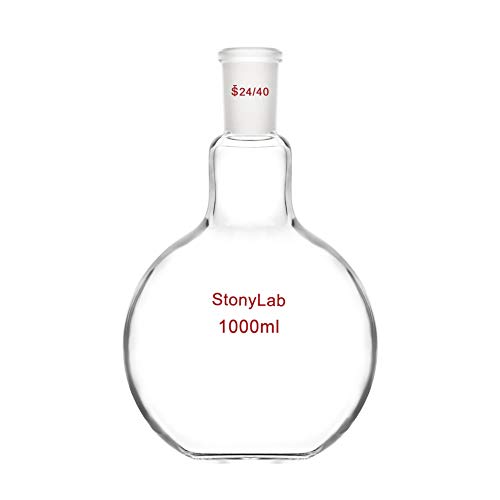 StonyLab 1000ml Borosilikat Glas Einhals Flachboden Kochflasche Flachbodenflashe mit 24/40 Standard Taper Outer Joint, Single Neck Flat Bottom Boiling Flask - 1000ml von stonylab