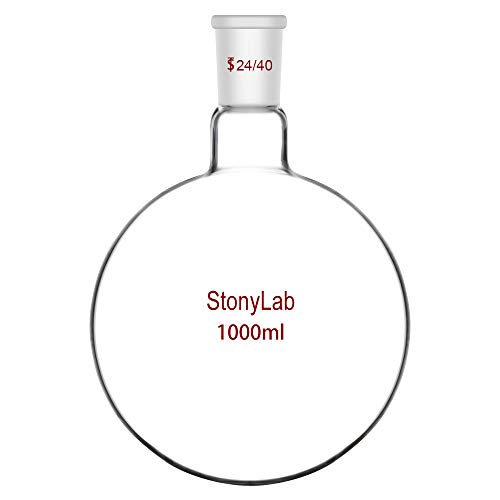 stonylab 1000ml Glas Einhalsrundkolben, Glas Einhals Rundkolben RBF mit 24/40 Standard Taper Outer Joint, Glass Single Neck Round Bottom Flask RBF - 1000ml von stonylab