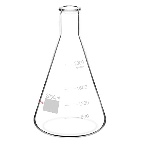 stonylab 1er-Pack 2000ml Erlenmeyerkolben aus Glas, Schwere Wand und Schmalem Mund, Labor Kolben Erlenmeyer Flask mit Robustem Rand - 2000ml von stonylab