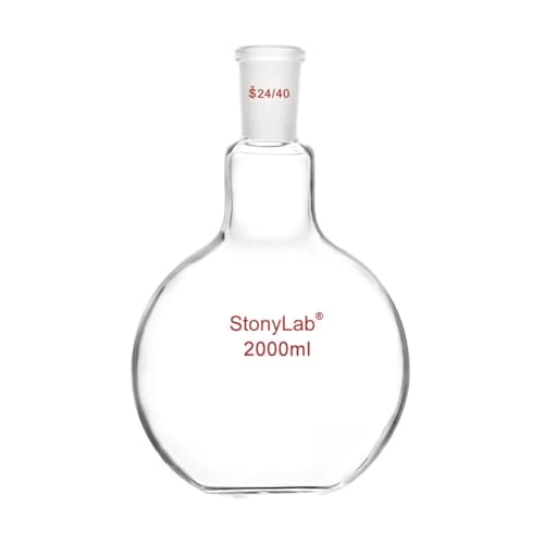 StonyLab 2000ml Borosilikat Glas Einhals Flachboden Kochflasche Flachbodenflashe mit 24/40 Standard Taper Outer Joint, Single Neck Flat Bottom Boiling Flask - 2000ml von stonylab