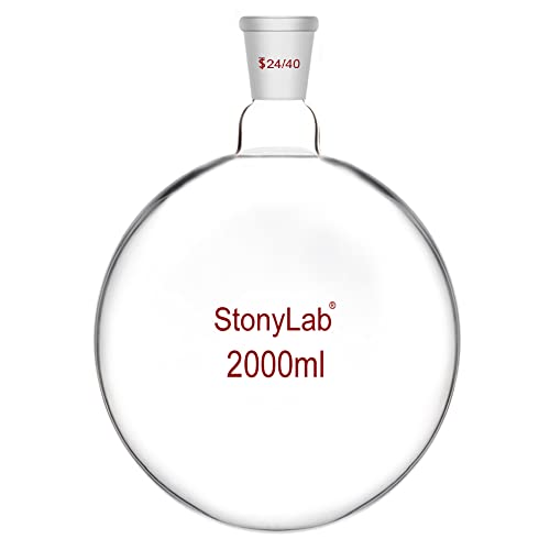 stonylab 2000ml Kurzer Hals Rundkolben aus Borosilikatglas, Einhals Kolben aus Schwere Wand RBF mit 24/40 Standard-Kegel-Außengelenk, Round Bottom Flask Glaskolben für Labor - 2000ml von stonylab