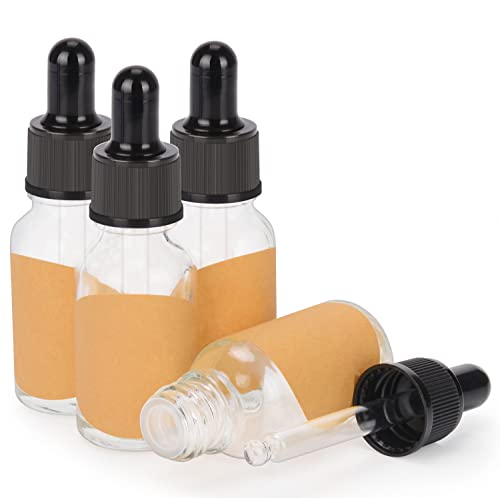 stonylab 4er-Pack Glas Tropfflasche, Leere Glasflasche mit Kegelförmigem Glastropfer, Innenstöpsel und Etikett für Ätherische Öle, Aromatherapie-Düfte (15 ml, Transparent) von stonylab