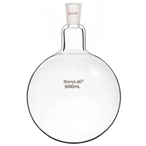 stonylab 5000ml Glas Einhalsrundkolben, Glas Einhals Rundkolben RBF mit 24/40 Standard Taper Outer Joint, Glass Single Neck Round Bottom Flask RBF, 5000ml von stonylab