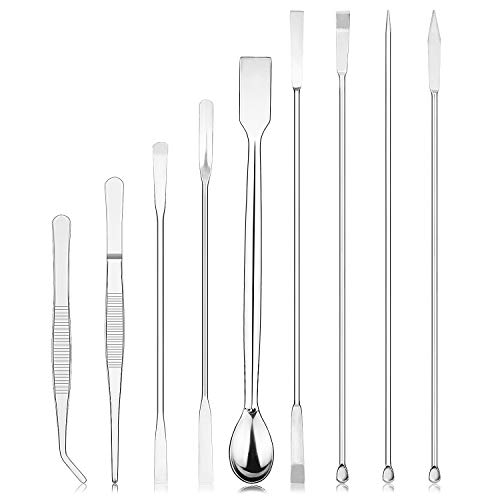 stonylab 9 Pcs Labor Mikrolöffel und Spatel Set, Doppelendige Laborspatel aus Edelstahl Probenahmelöffel Mikro-Schaufel-Gewichtungsset mit Pinzette von stonylab