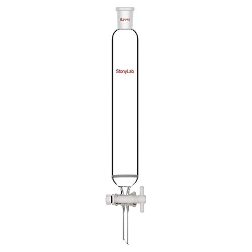 stonylab Chromatographie Säule aus Borosilikatglas, Chromatography Column 24/40 Gelenk Chromatographie Säule mit Fritte Scheibe und PTFE-Absperrhahn, 50mm Säule O.D und 300 mm Effektive Länge von stonylab