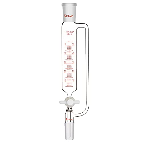 stonylab Druckausgleich Glastropftrichter mit Abgestufter Zugabe, Borosilikatglas Tropftrichter Addition Funnel Labortrichter mit 24/40 Gelenk und PTFE Absperrhahn (24/40 Joint, 500 ml) (50ml) von stonylab