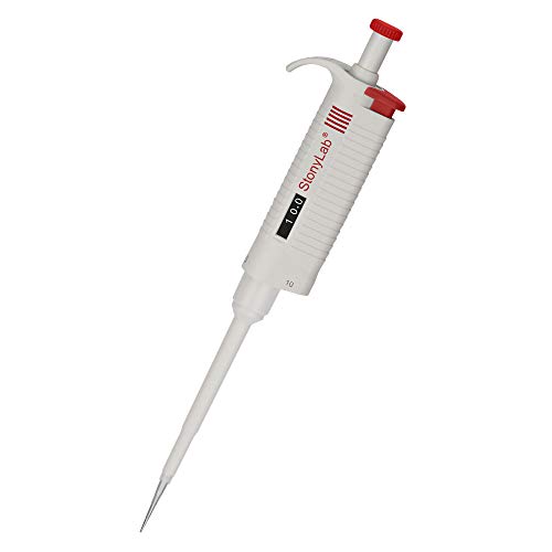 stonylab Einkanal-Pipettierhilfe, Einstellbares Variables Volumen Mikropipette Labor Pipette mit autoklavierbarem Spitzenkonus, Single Channel Pipettor Controller für die Laborforschung, 0.5-10ul von stonylab